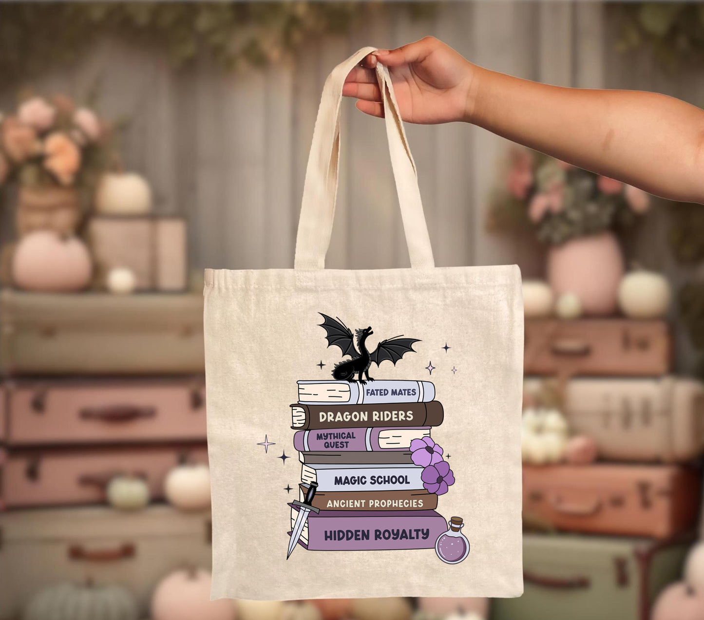 Book Stack Fantasy Trope Mini Tote Bag