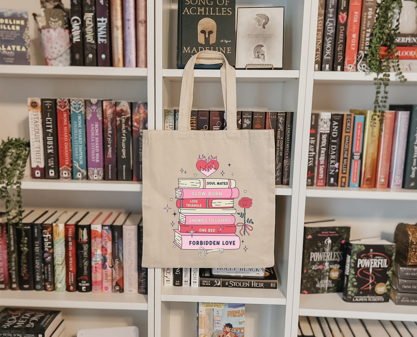 Book Stack Romance Trope Mini Tote Bag