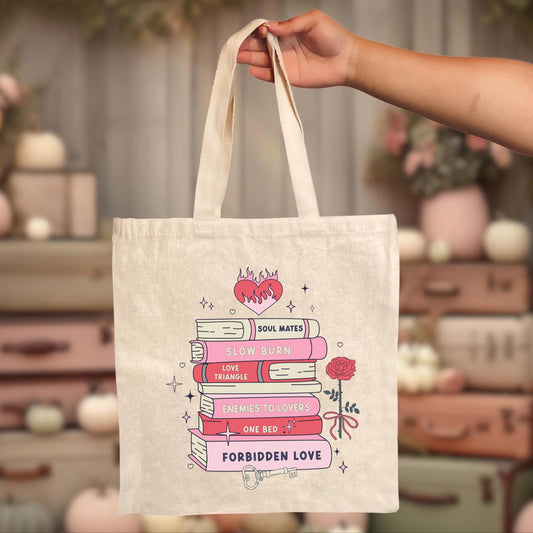Book Stack Romance Trope Mini Tote Bag