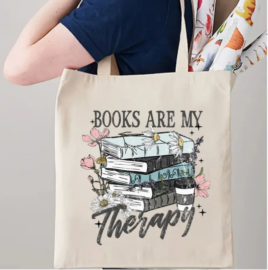 Books Are My Therapy Tote Bag